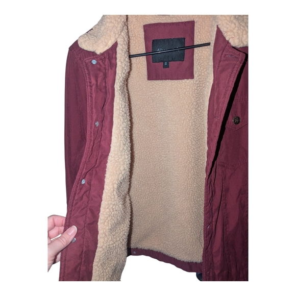 Burgendy Jacket Aeropostal Sherpa Lined with Plush Collar Retro - Picture 7 of 10